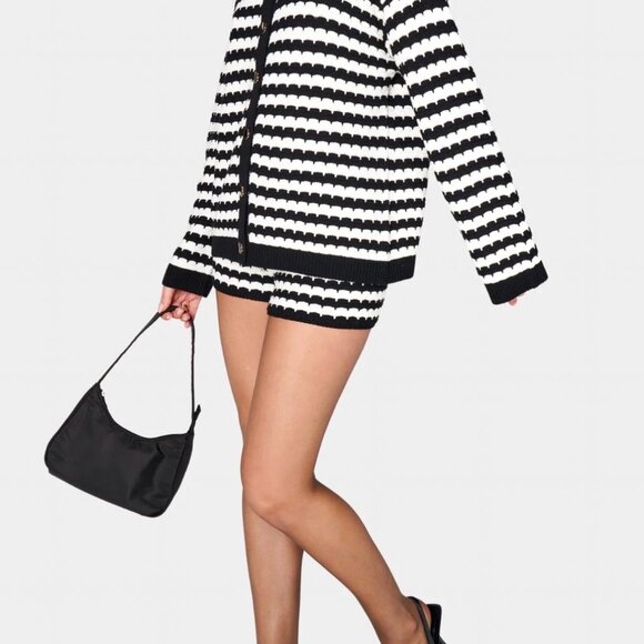 Inez Cardigan ~ Black and White Stripe Knit - Picture 2 of 4